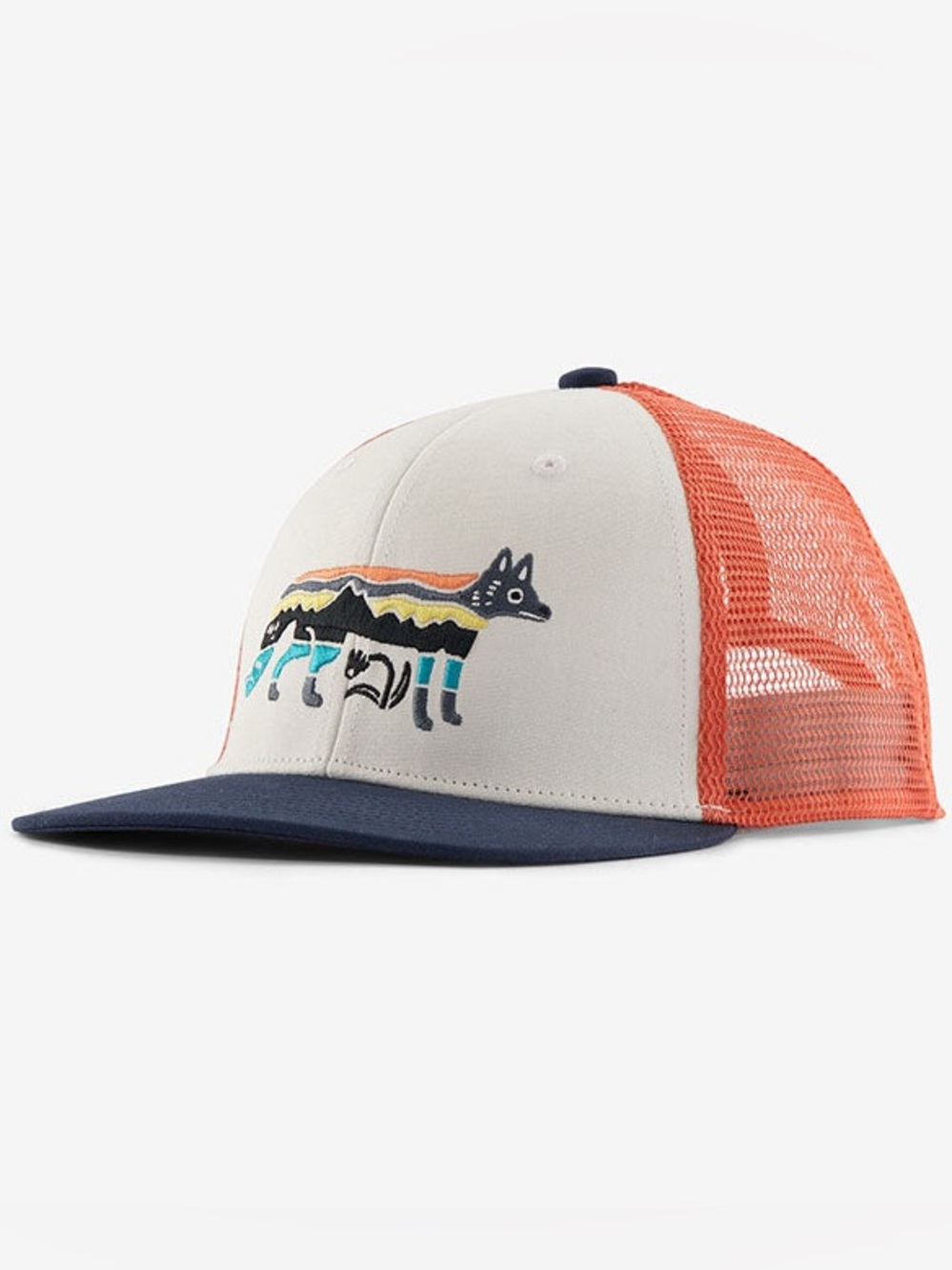 Patagonia Kids Trucker Hat Embroidered Fox White Navy Outdoor - OS